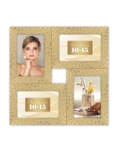 Portafoto multifoto in plastica Cm. 34x35 "Gold" - Foto Cm. 10x15