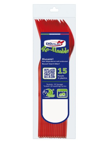 Cucchiaio compact trasparente riutilizzabile - Confezione 15 pezzi - Rosso