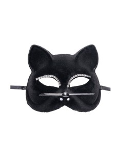 Maschera gatto in plastica e vellutino con strass 2