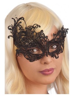 Mascherina nera in tessuto macrame'