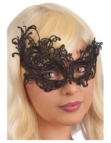 Mascherina nera in tessuto macrame'