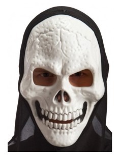 Maschera scheletro in plastica rigida con cappuccio