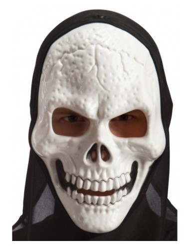 Maschera scheletro in plastica rigida con cappuccio