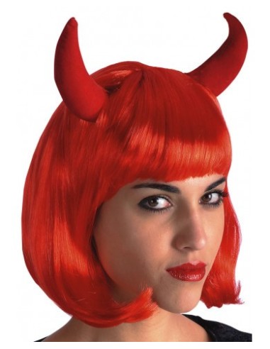 Parrucca Pin Up rossa con corna
