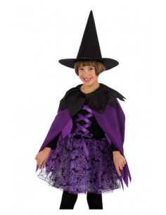 Set strega viola bimba (mantello Cm.60 e cappello)