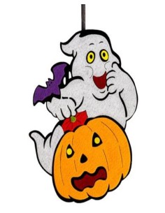 Fantasma con zucca in feltro da appendere Cm. 25