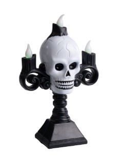 Candelabro con teschio e luci Cm. 16 2
