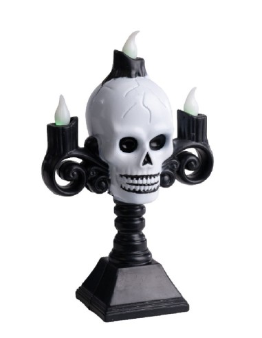 Candelabro con teschio e luci Cm. 16