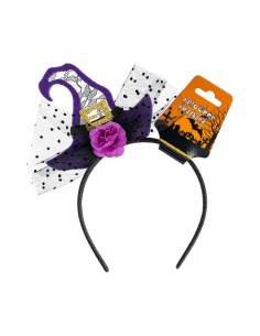 Cerchietto con cappellino strega viola e tulle 2