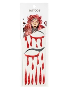 Tatuaggi viso sangue con strass