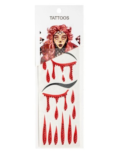 Tatuaggi viso sangue con strass