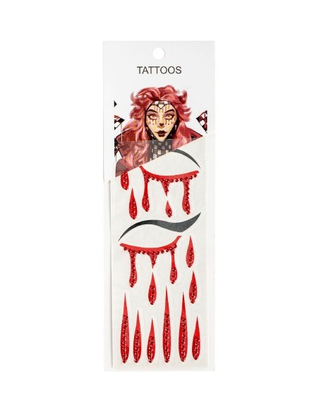 Tatuaggi viso sangue con strass