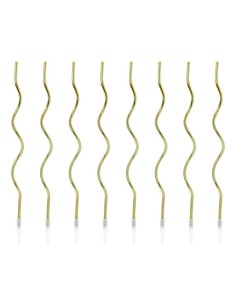 Candeline per torta swirls Cm. 14 - Oro Gold - Blister 8 pezzi