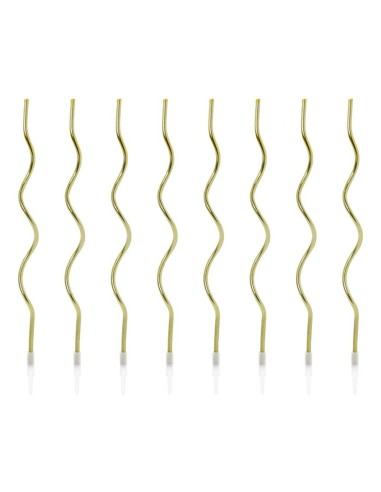 Candeline per torta swirls Cm. 14 - Oro Gold - Blister 8 pezzi
