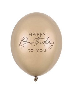 Palloncini in lattice Cm. 30 - Happy Birthday - Metallic Cold Gold - Blister 6 pezzi