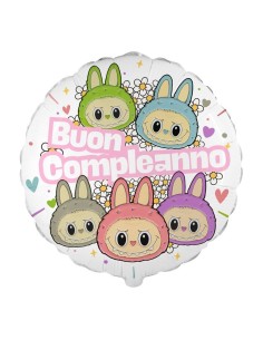 Palloncino mylar 18" Cm. 45 - Angry Bunny Buon Compleanno rosa