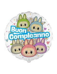 Palloncino mylar 18" Cm. 45 - Angry Bunny Buon Compleanno celeste