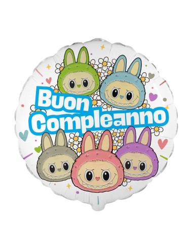 Palloncino mylar 18" Cm. 45 - Angry Bunny Buon Compleanno celeste