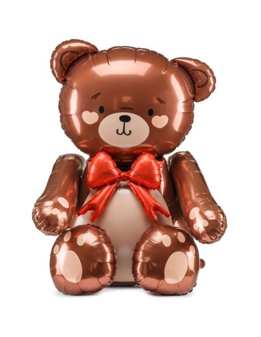 Palloncino mylar oro seduto con fiocco rosso Cm. 75x84