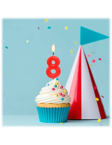 Candelina per torte Cm. 6 - Numero Rosso - Nr. 8