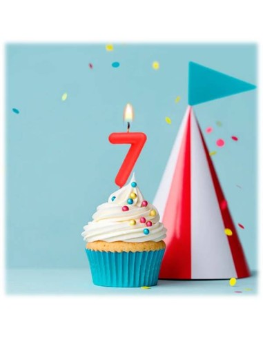Candelina per torte Cm. 6 - Numero Rosso - Nr. 7