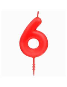Candelina per torte Cm. 6 - Numero Rosso - Nr. 6