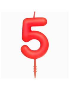 Candelina per torte Cm. 6 - Numero Rosso - Nr. 5