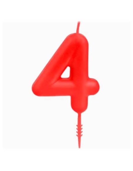 Candelina per torte Cm. 6 - Numero Rosso - Nr. 4