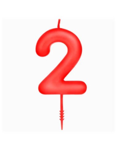 Candelina per torte Cm. 6 - Numero Rosso - Nr. 2