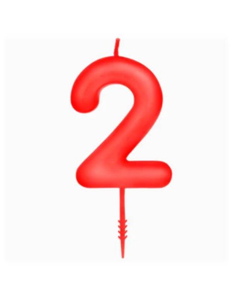 Candelina per torte Cm. 6 - Numero Rosso - Nr. 2