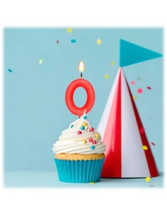 Candelina per torte Cm. 6 - Numero Rosso - Nr. 0 2