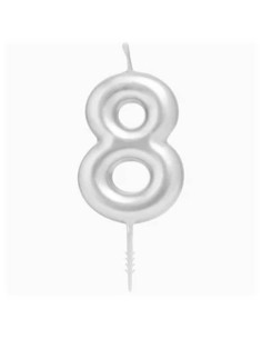Candelina per torte Cm. 6 - Numero Argento Silver - Nr. 8