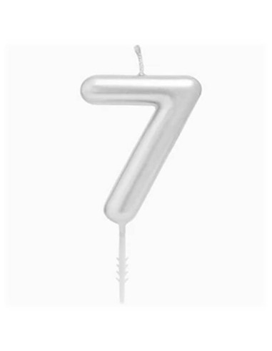 Candelina per torte Cm. 6 - Numero Argento Silver - Nr. 7