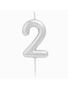 Candelina per torte Cm. 6 - Numero Argento Silver - Nr. 2