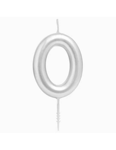 Candelina per torte Cm. 6 - Numero Argento Silver - Nr. 0