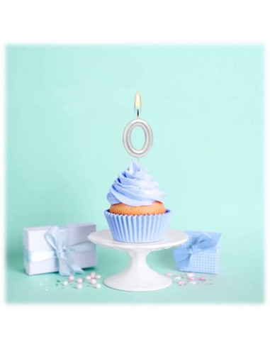 Candelina per torte Cm. 6 - Numero Argento Silver - Nr. 0