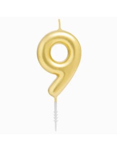 Candelina per torte Cm. 6 - Numero Oro Gold - Nr. 9