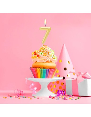 Candelina per torte Cm. 6 - Numero Oro Gold - Nr. 7
