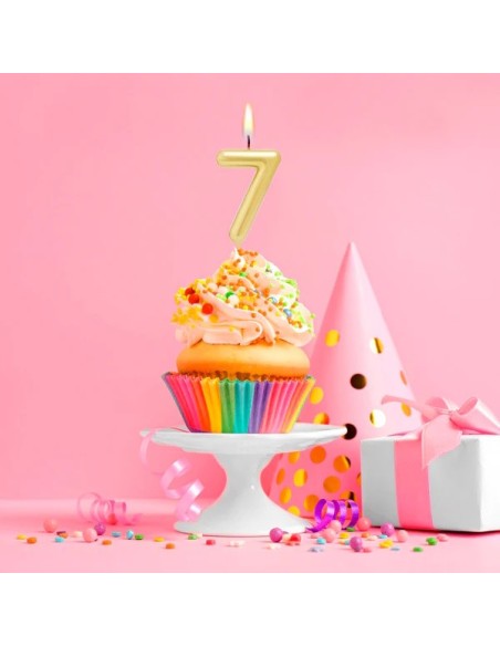 Candelina per torte Cm. 6 - Numero Oro Gold - Nr. 7