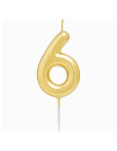 Candelina per torte Cm. 6 - Numero Oro Gold - Nr. 6
