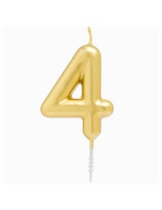 Candelina per torte Cm. 6 - Numero Oro Gold - Nr. 4