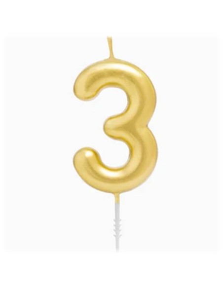Candelina per torte Cm. 6 - Numero Oro Gold - Nr. 3