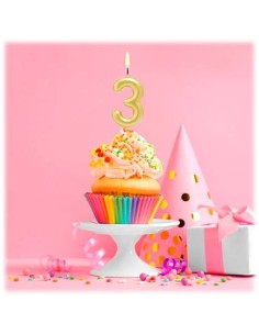 Candelina per torte Cm. 6 - Numero Oro Gold - Nr. 3 2