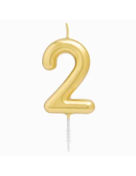 Candelina per torte Cm. 6 - Numero Oro Gold - Nr. 2