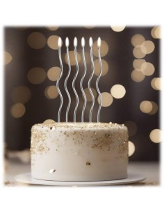 Candeline per torta swirls Cm. 16 - Silver - Blister 6 pezzi 2