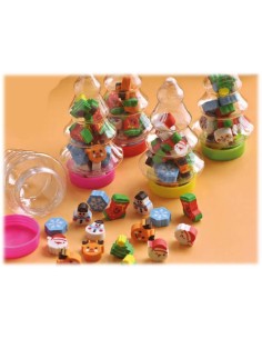 Alberello con gommine sagomate natalizie Cm. 8,5 - Colori assortiti