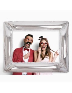 Palloncino mylar cornice portafoto Cm. 87x68 - Argento Silver