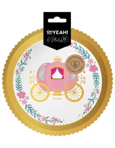 Piatto carta tondo Carrozza Principessa Cm. 23 - Cf. 6 pezzi