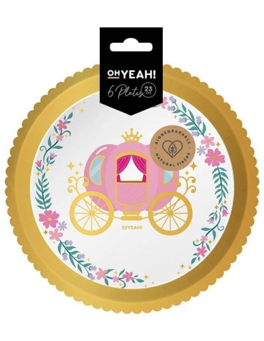 Piatto carta tondo Carrozza Principessa Cm. 23 - Cf. 6 pezzi