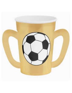 Bicchiere carta Coppa calcio con maniglie dorata 270cc. - Cf. 6 pezzi